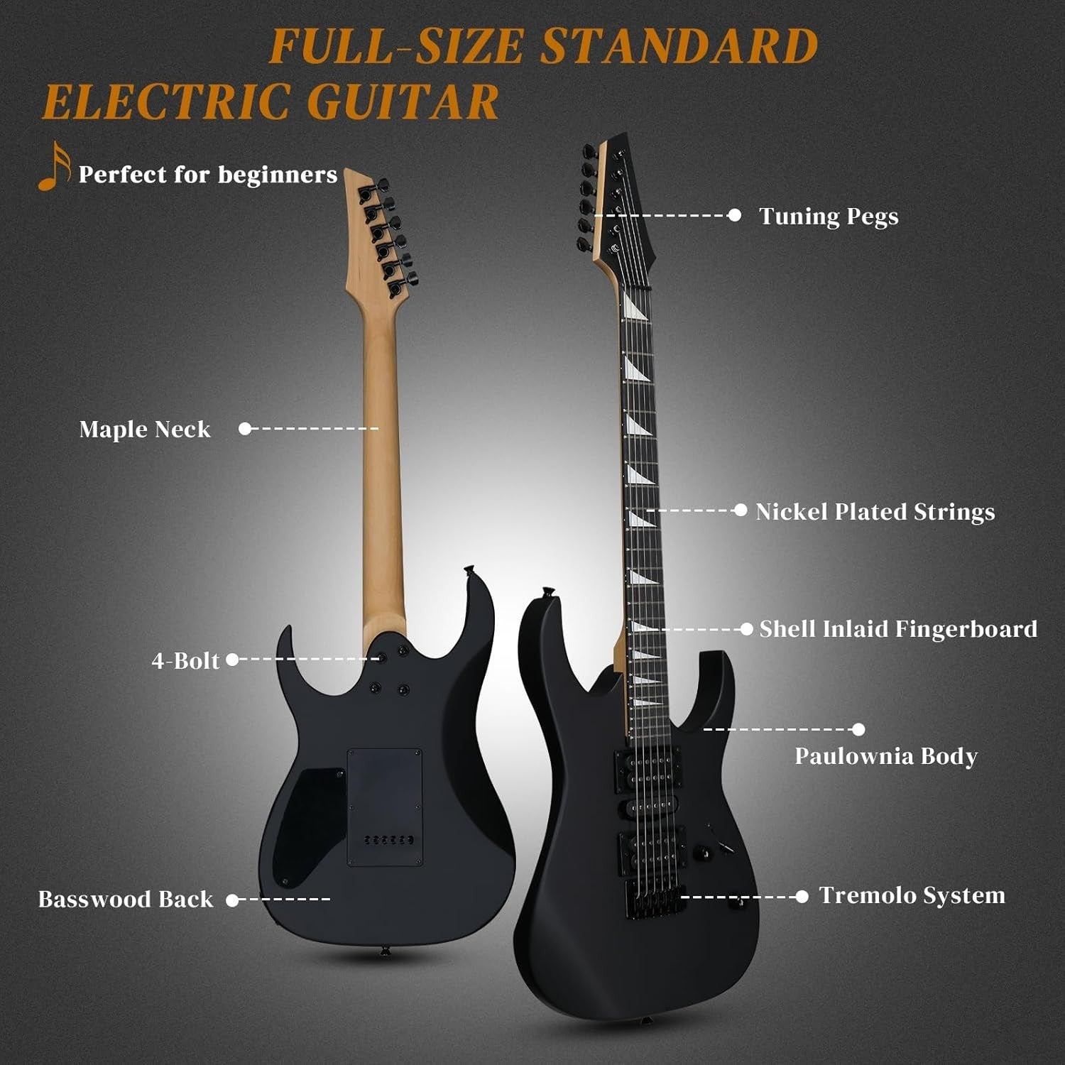 39in Electric Guitar Starter Kit HSH Pickups 20W Amp Black