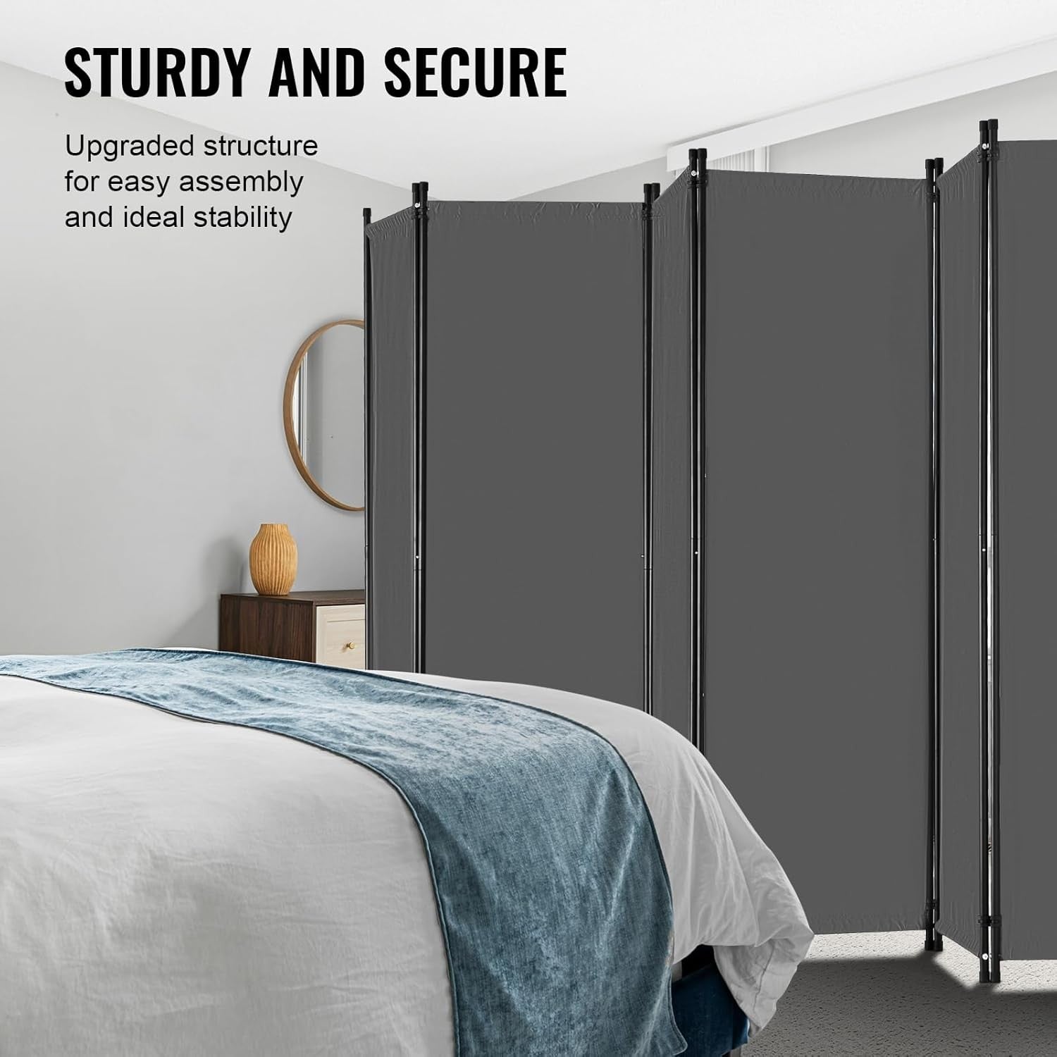 6 Panel Folding Room Divider Privacy Screen – Freestanding Partition Wall for Ho
