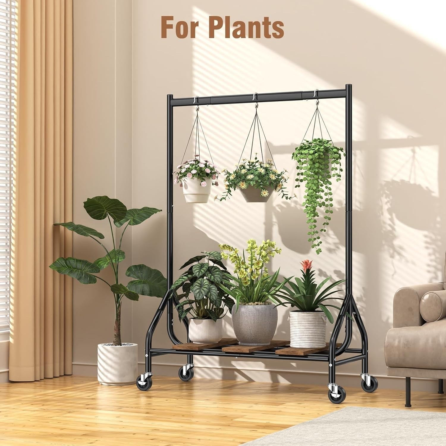 Heavy Duty 180KG Clothes Rail With Wheels Metal Rack Black