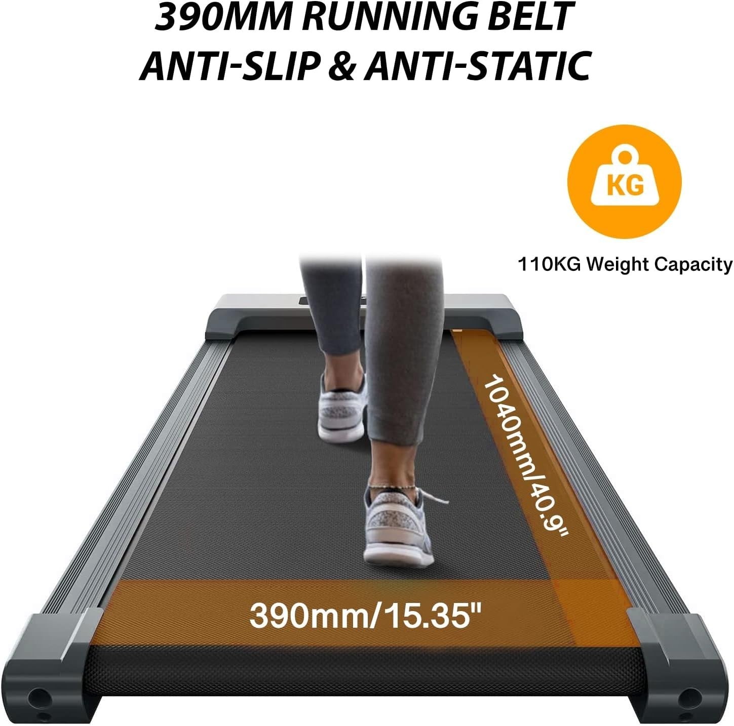 Under Desk Treadmill Walking Running Machine 1-12km/h Bluetooth Remote