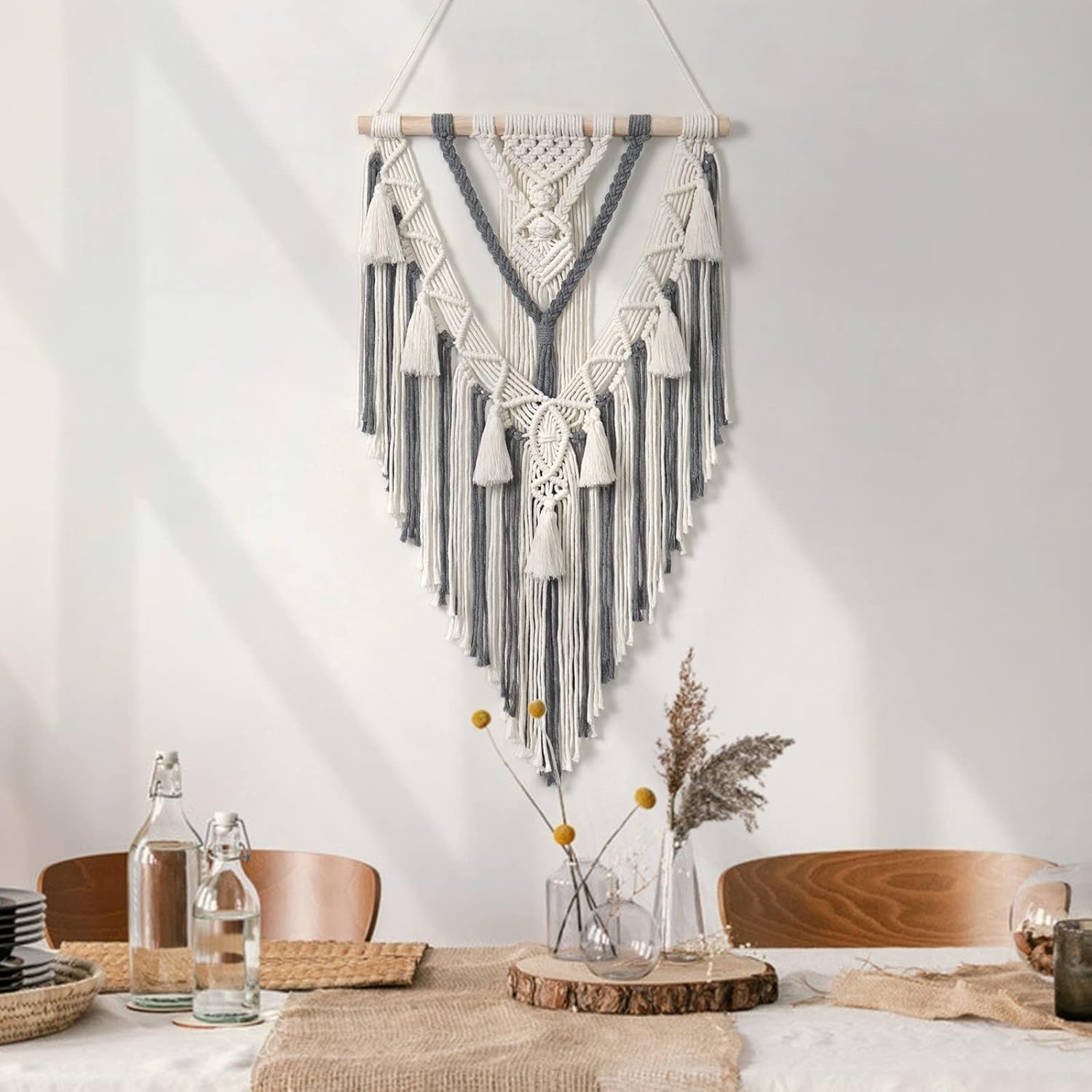 Large Boho Macrame Wall Hanging Leaf Tapestry Cotton Art