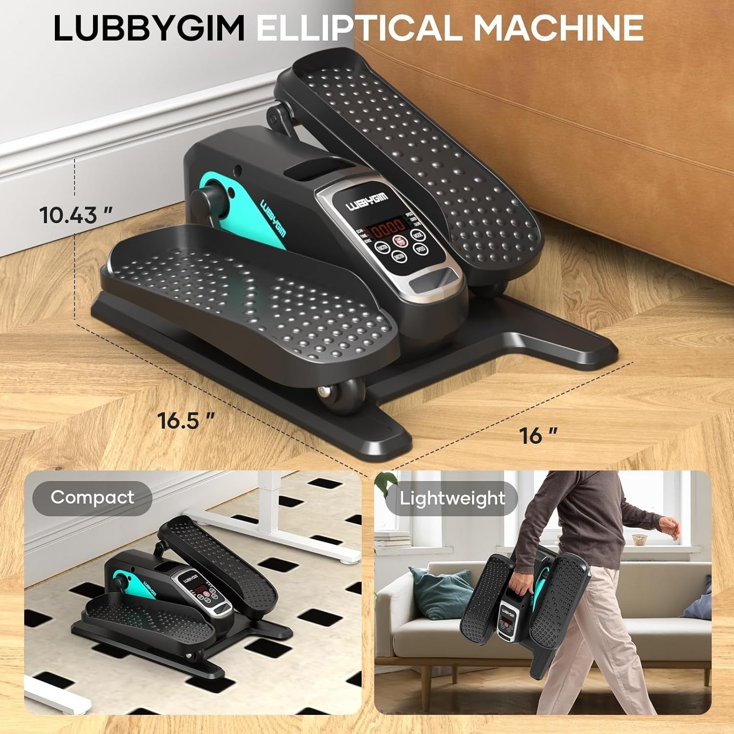 Portable Under Desk Elliptical Pedal Exerciser, 12-Speed Seated Cross Trainer