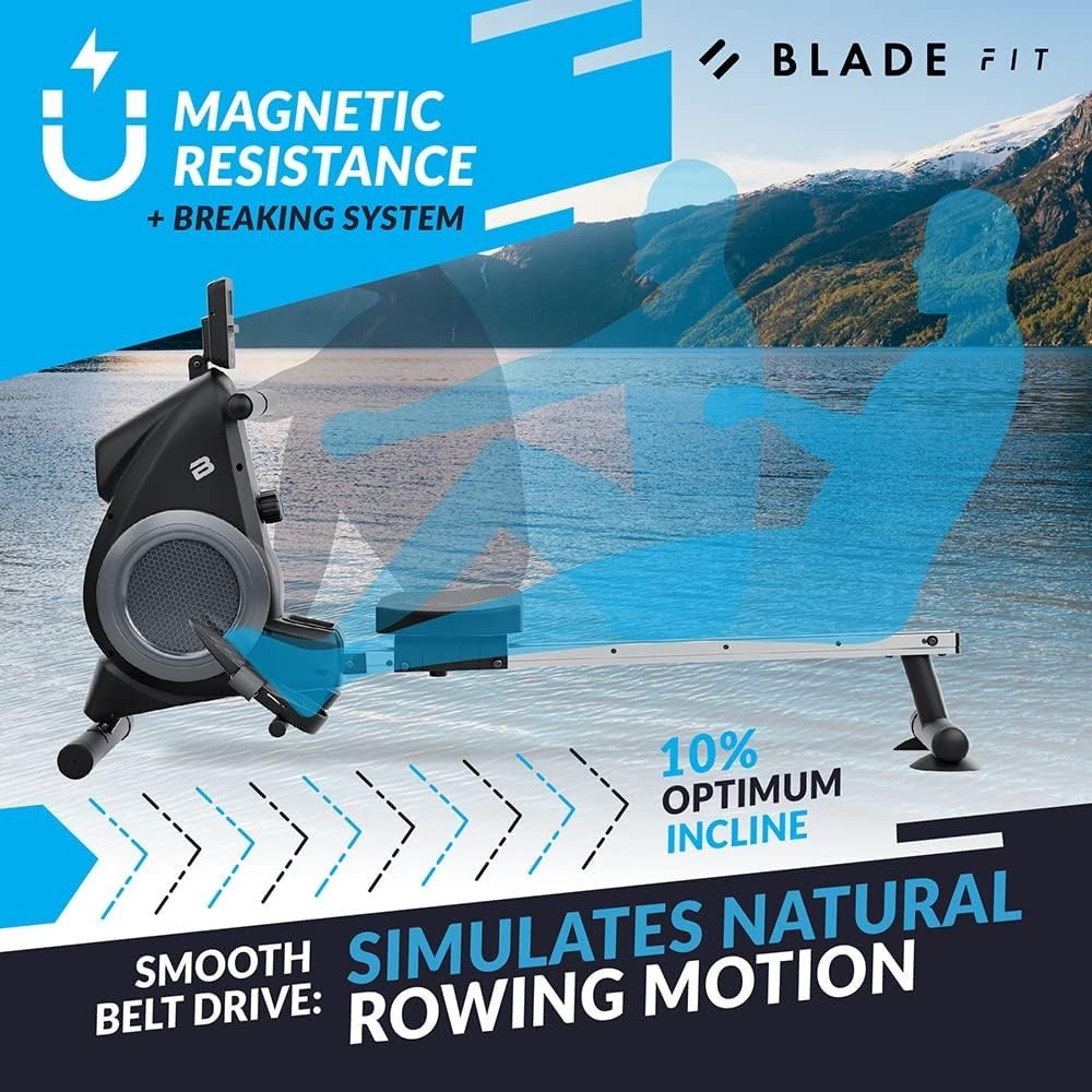 Foldable Magnetic Rowing Machine Quiet 8-Level Resistance LCD App Home Rower