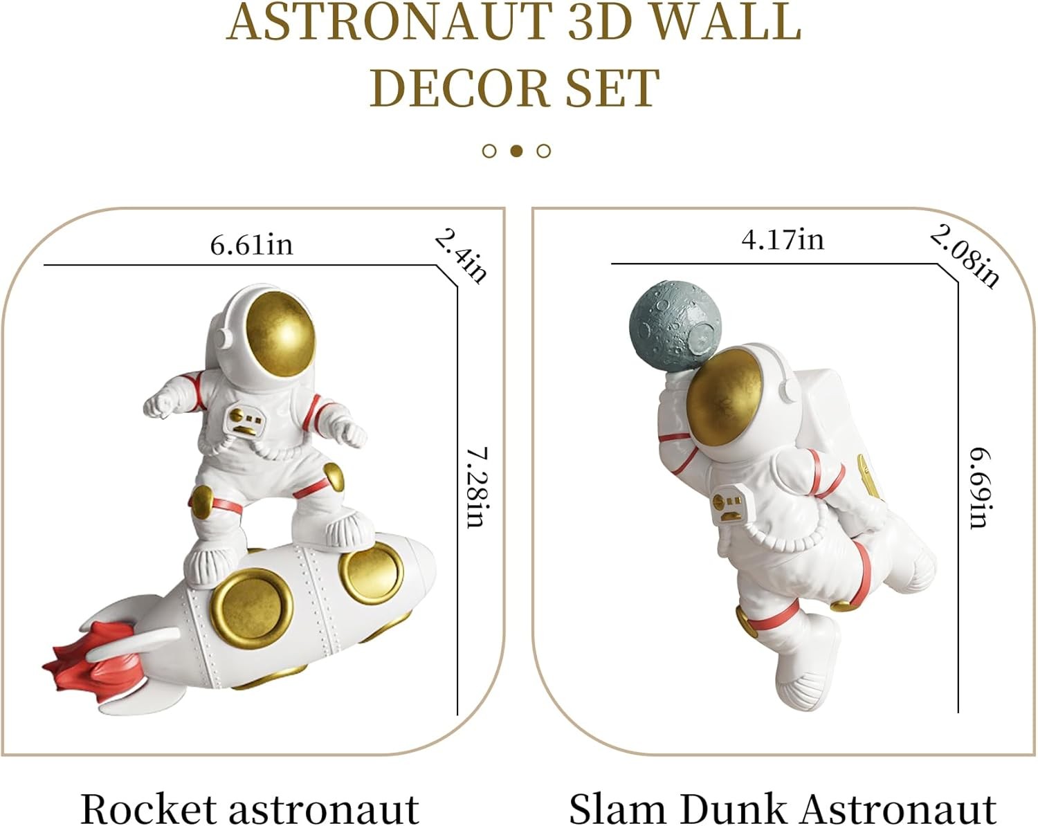 Astronaut Wall Decor Set of 2 3D Space Sculptures
