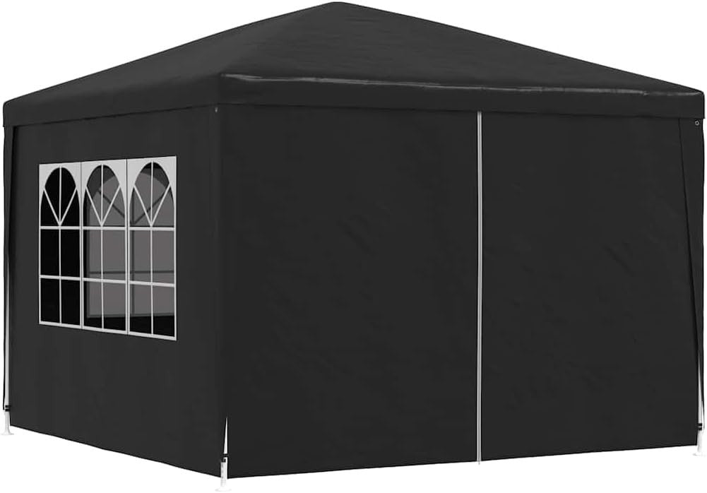 3x3m Anthracite Party Tent Gazebo PE Canopy Steel Frame w/ Sides & Door