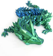 24in Green-Blue Pearly 3D Printed Dragon Articulated Fantasy Fidget Toy