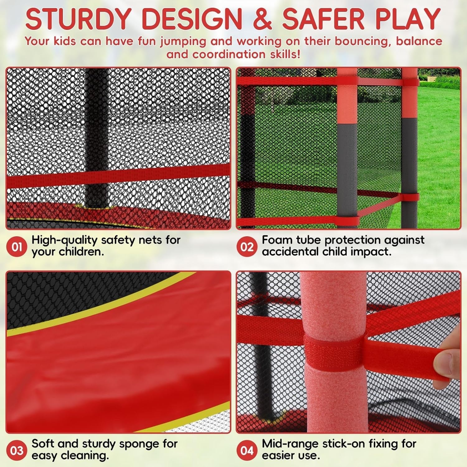 Kids Trampoline 140cm with Safety Enclosure Indoor Outdoor Ages 3-10
