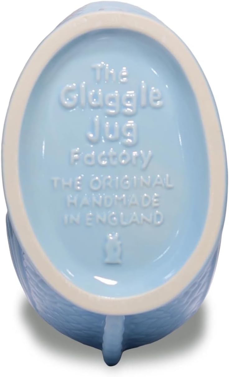XL 1.4L Pale Blue Gluggle Jug – Ceramic Fish Pitcher Water & Cocktail Decanter