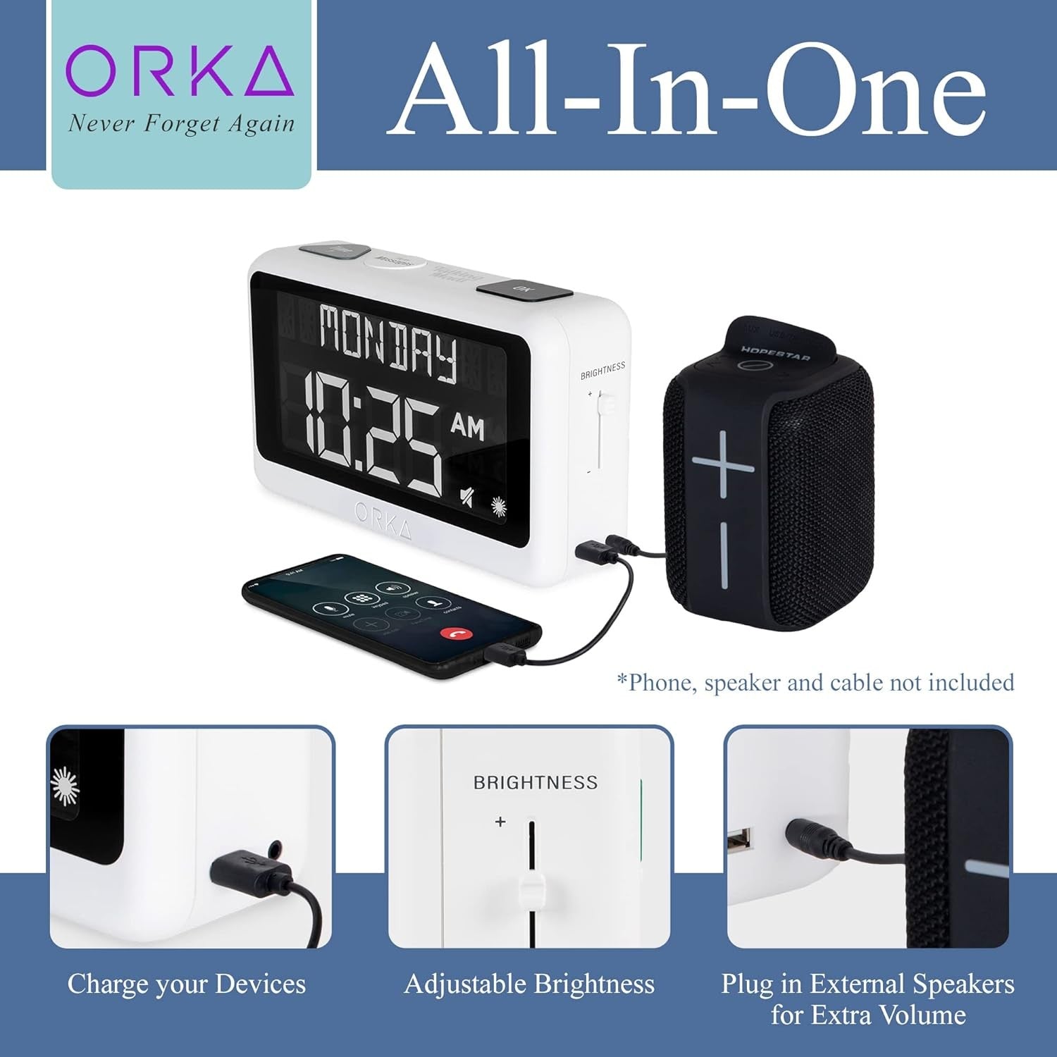 Talking Alarm Clock Voice Medication Reminder Large Display Dementia