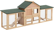 Large Outdoor Rabbit Hutch with Run Two Storey Wooden Cage Easy Clean
