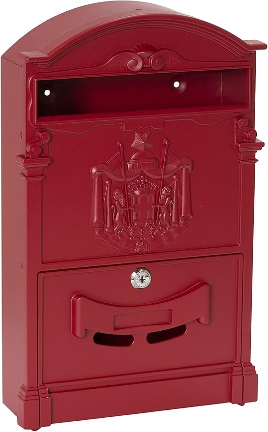Wall Mounted Red Aluminium Mailbox DIN A4 Lockable Weatherproof Secure Post Box