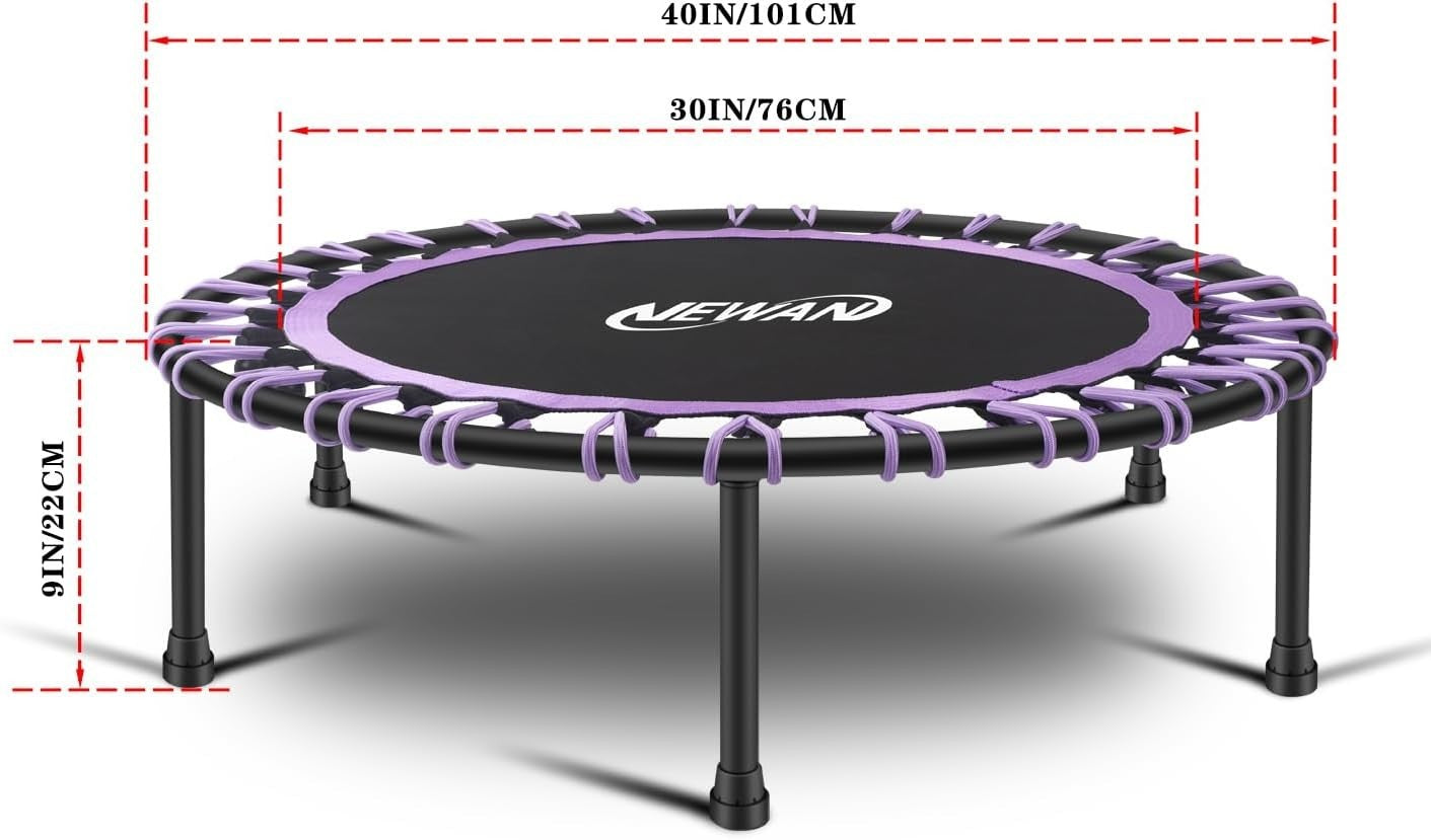 40in Silent Fitness Rebounder Trampoline Bungee Indoor Cardio 150kg