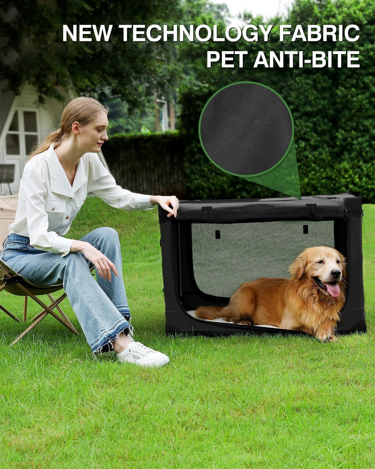 Medium Portable Collapsible Dog Crate Soft Kennel with Mesh Windows & Mat