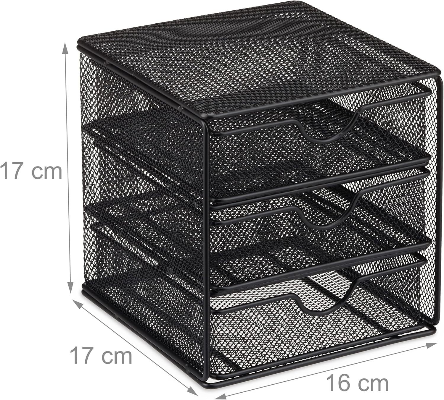 Desk Organizer with 3 Drawers, Metal Mesh Storage Box, Compact Office Tray