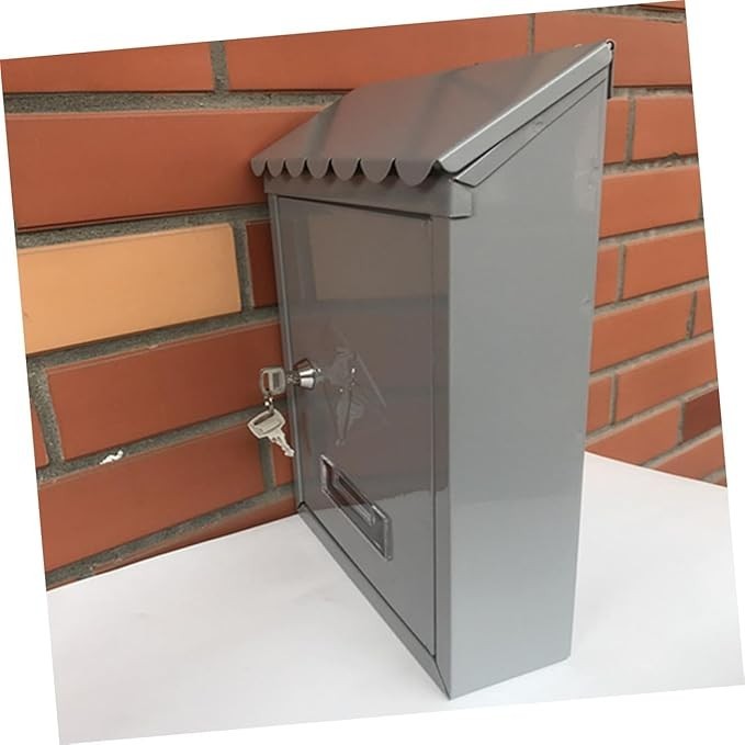 Lockable Tinplate Mailbox Silver Wall Mount Weatherproof Vintage Post Box