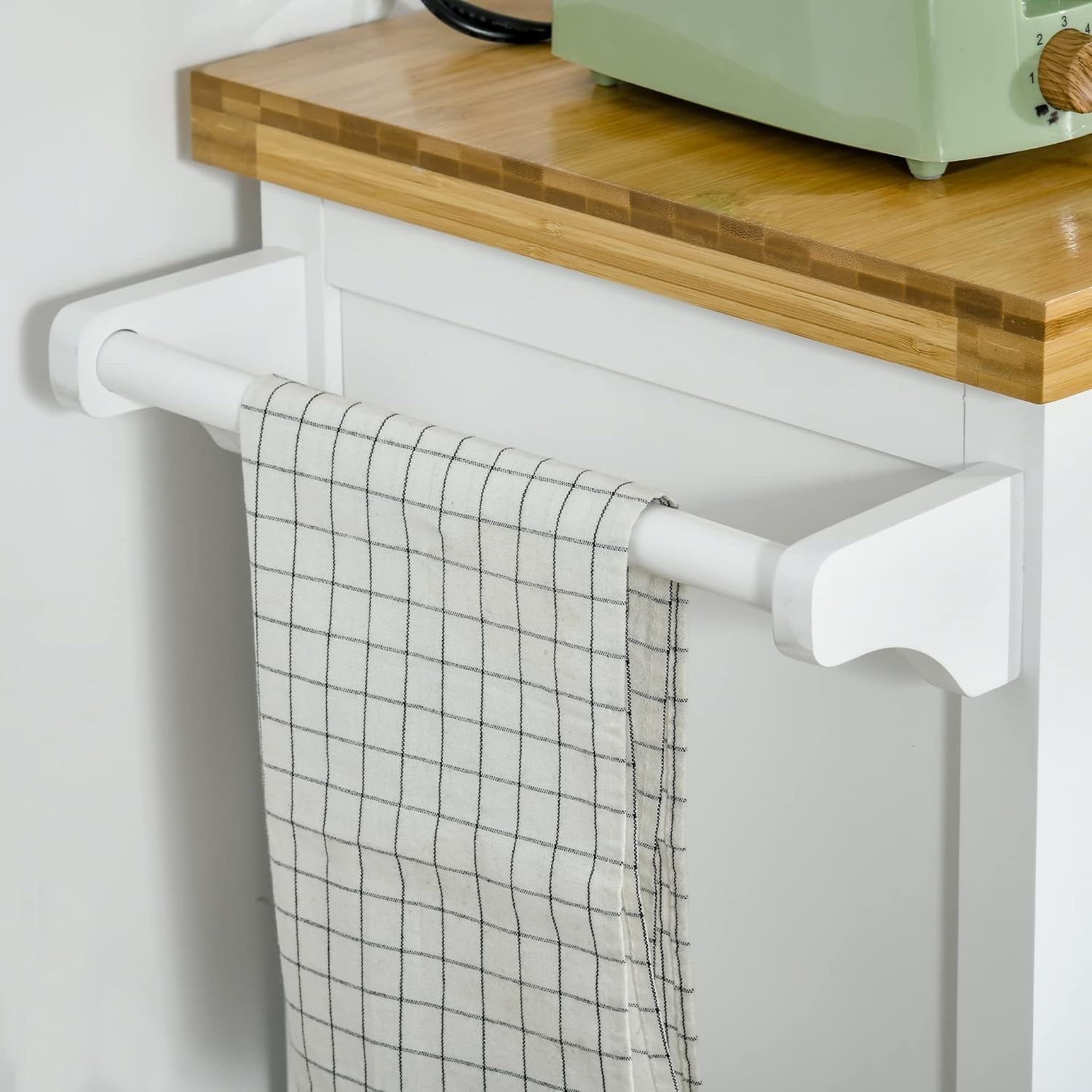 Kitchen Cart Storage Trolley Rolling Cabinet Drawer Towel Rail White