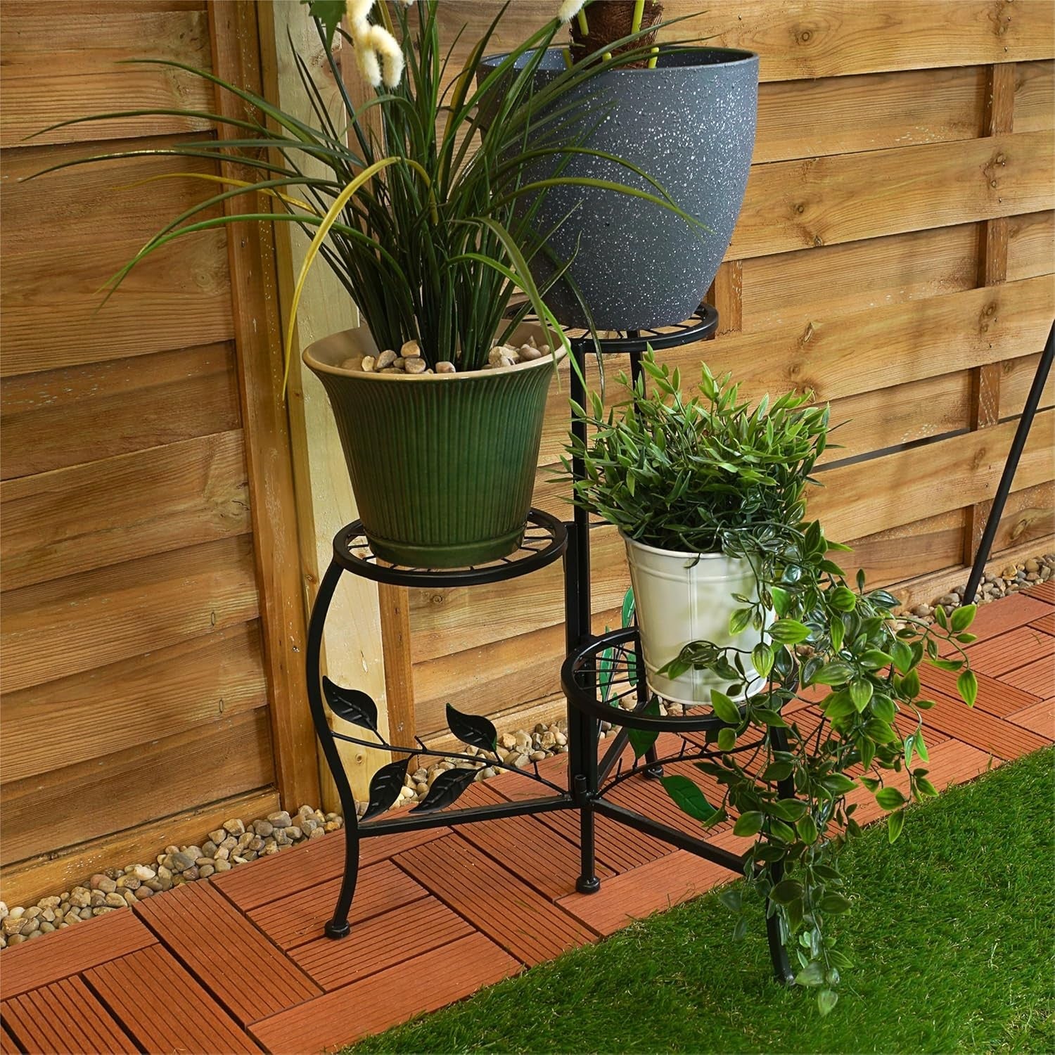 3 Tier Metal Plant Stand Indoor Outdoor Black Flower Pot Holder Display Rack
