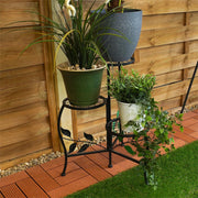 3 Tier Metal Plant Stand Indoor Outdoor Black Flower Pot Holder Display Rack
