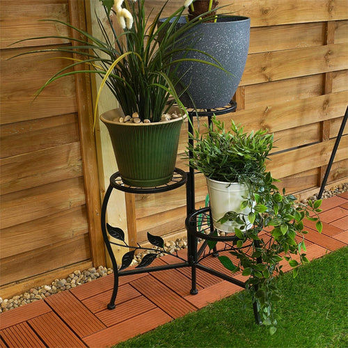 3 Tier Metal Plant Stand Indoor Outdoor Black Flower Pot Holder Display Rack
