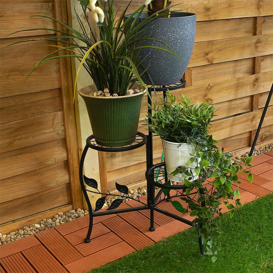 3 Tier Metal Plant Stand Indoor Outdoor Black Flower Pot Holder Display Rack