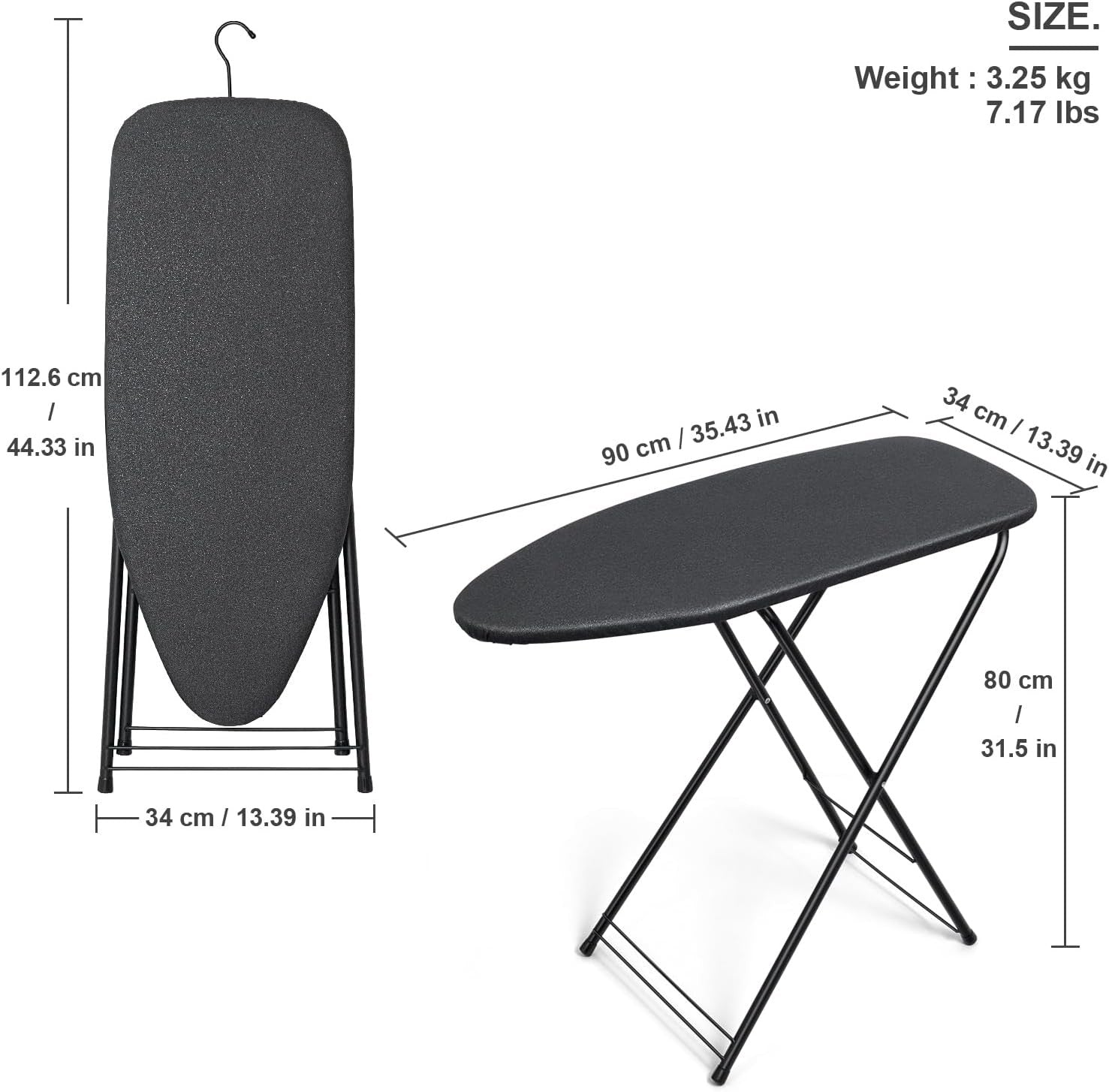 Compact Ironing Board Foldable Heat Resistant Cover Easy Storage 90cm