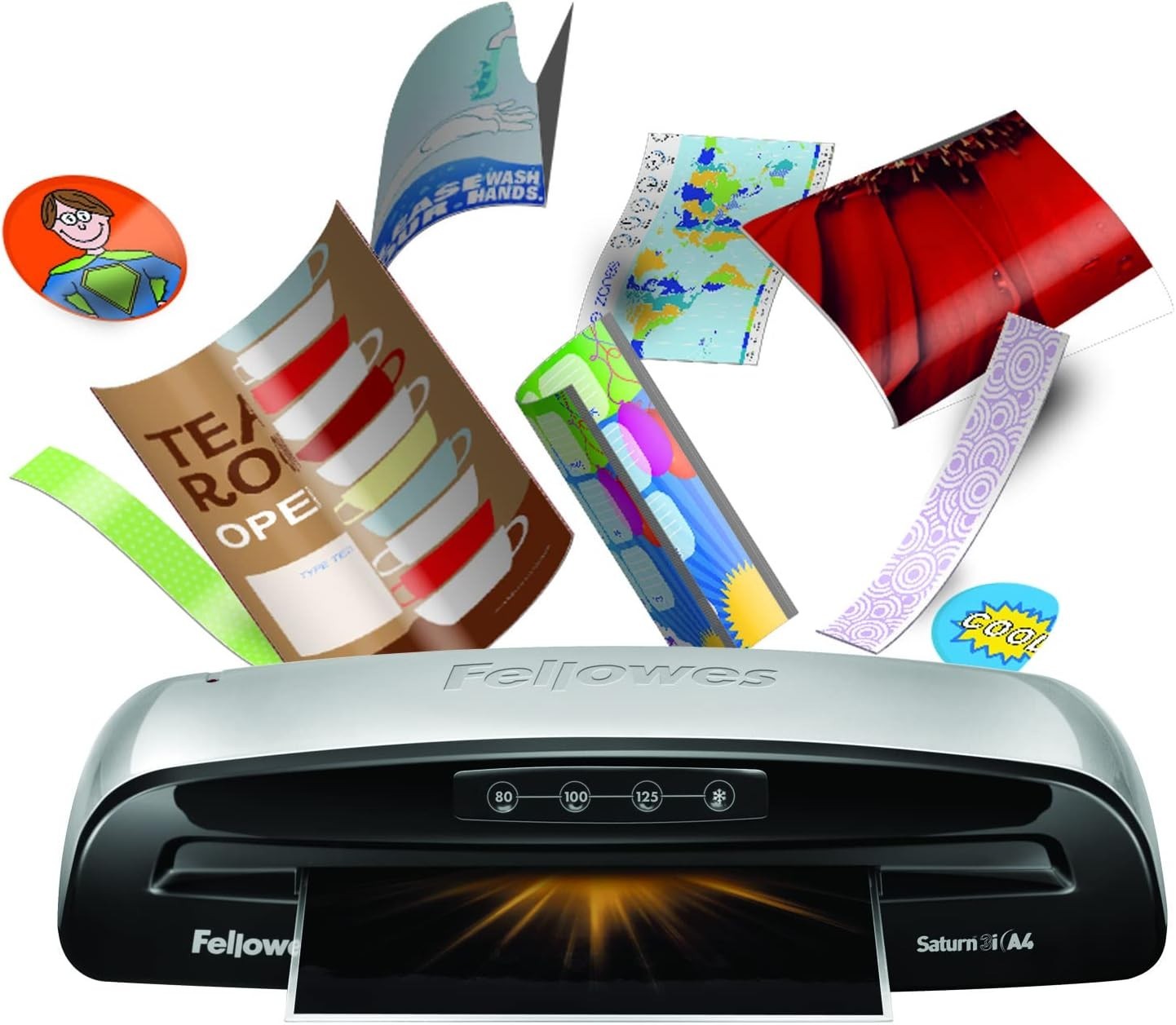 A4 Office Laminator 60s Warm-Up Anti-Jam Auto Shut-Off + Films