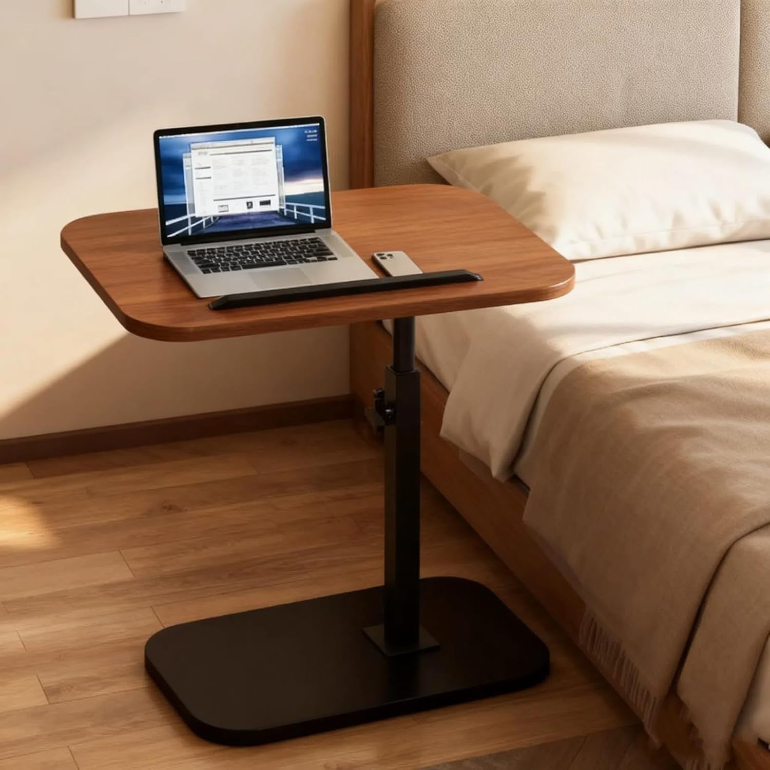 C Shaped Side Table Adjustable Height Swivel Laptop Desk Sofa Bedside
