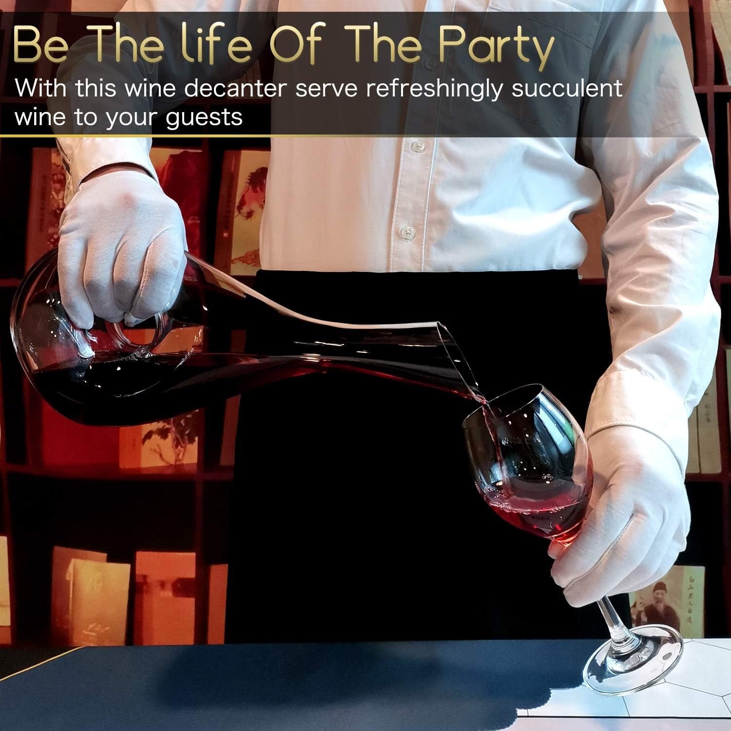 1.2L Hand-Blown Crystal Wine Decanter Hollow Circle Aerator Red Wine Carafe