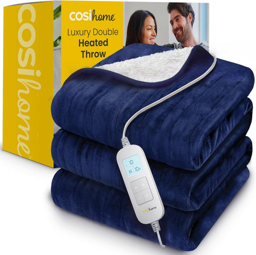 Electric Heated Throw Blanket Double 200x150cm Fast Heat Timer Washable