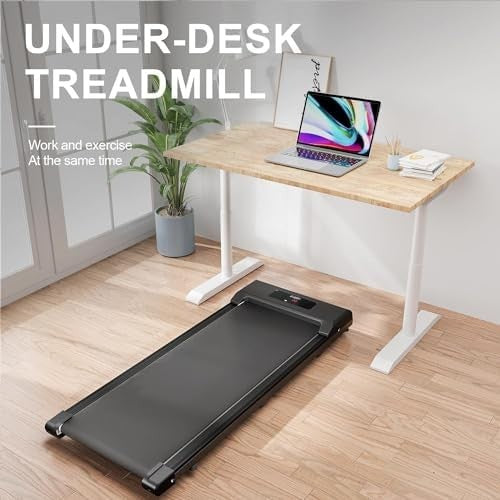 Under Desk Walking Pad Treadmill 1-10km/h 2.5HP LED Shock Absorption