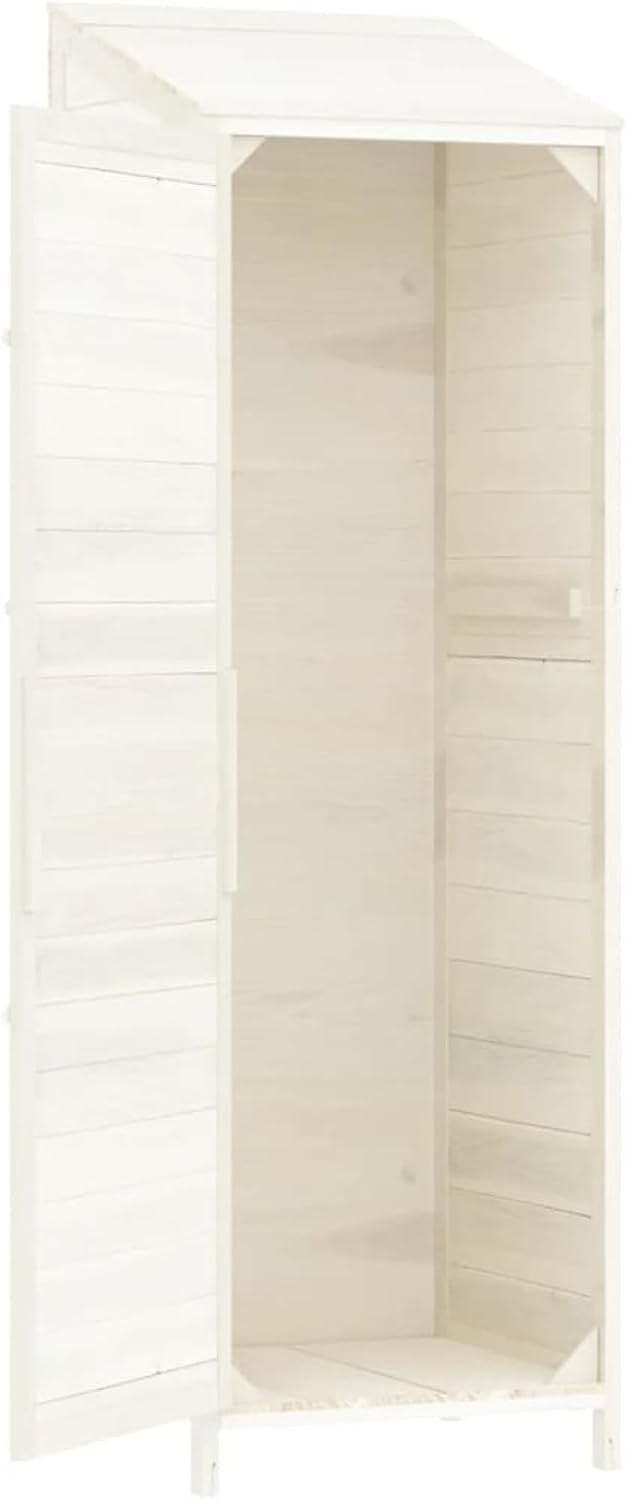 Outdoor Wooden Garden Shed 55x52x174.5cm White Tool Storage Weatherproof