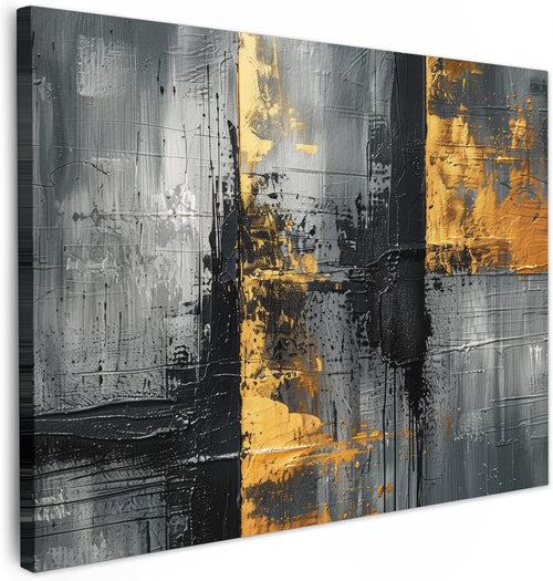 Gold Black Grey Abstract Canvas Wall Art 40x30cm Luxury Print