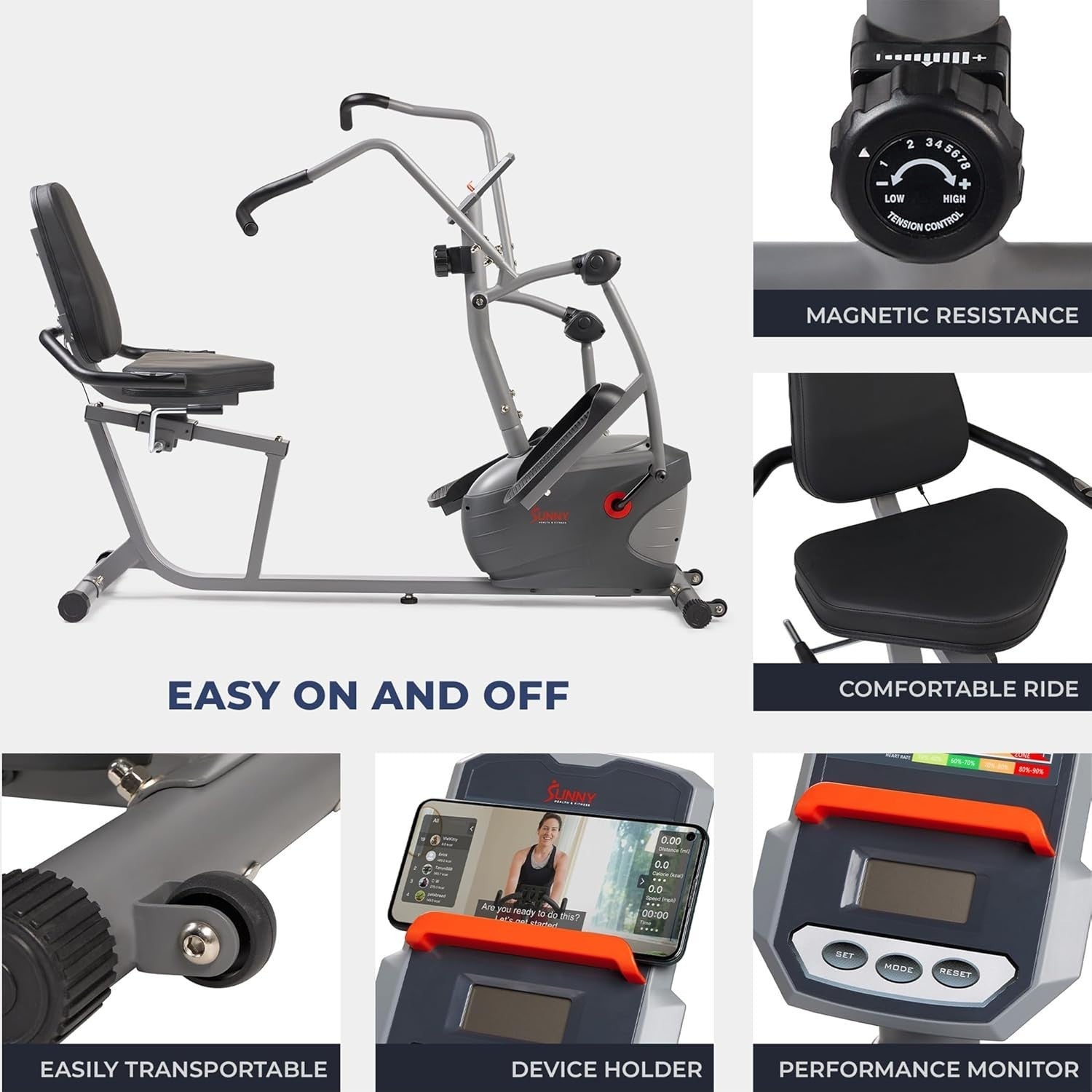 Elliptical Bike Magnetic Bluetooth LCD Heart Rate Full Body Home Fitness