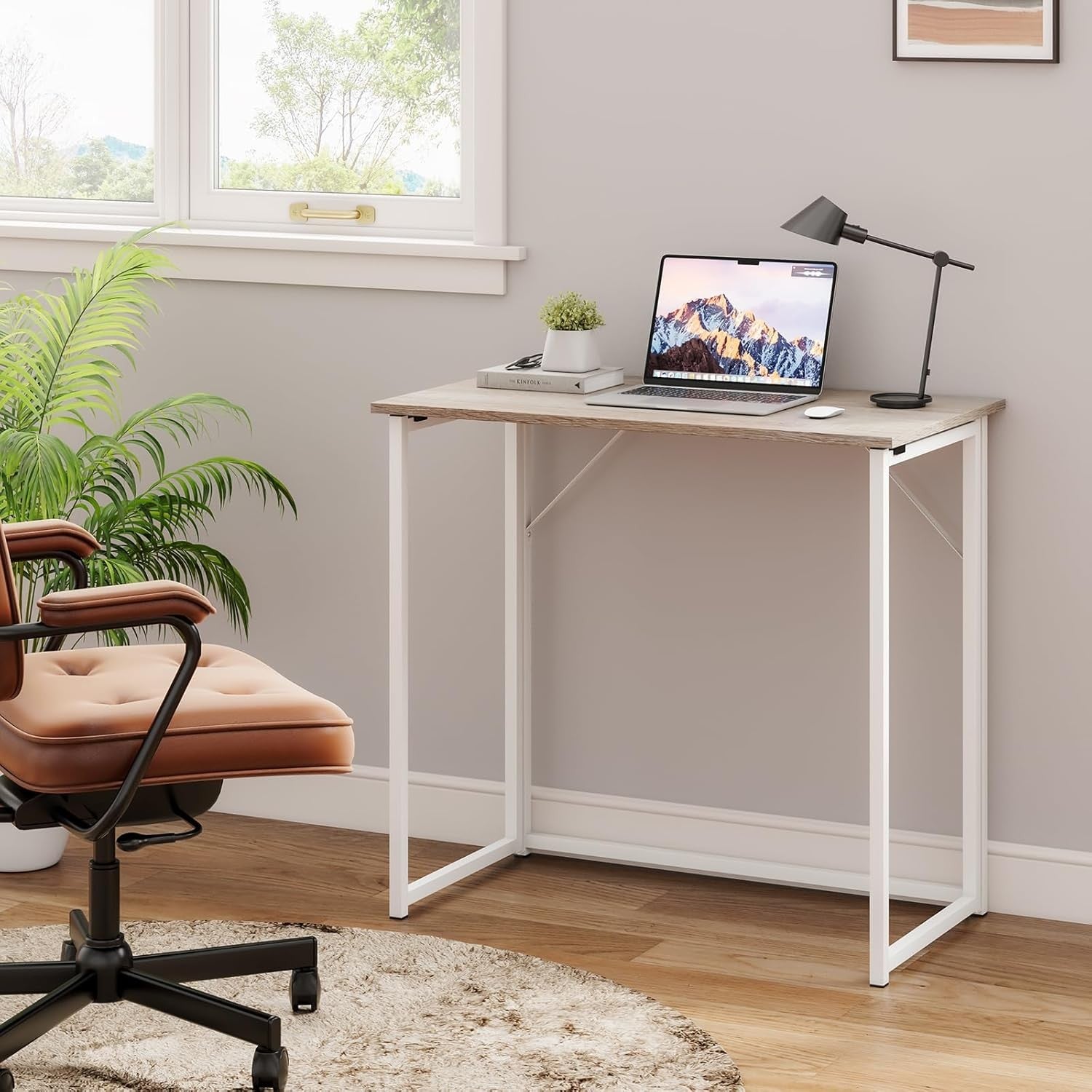 Folding Computer Desk Small Space Home Office Study Writing Table Oak