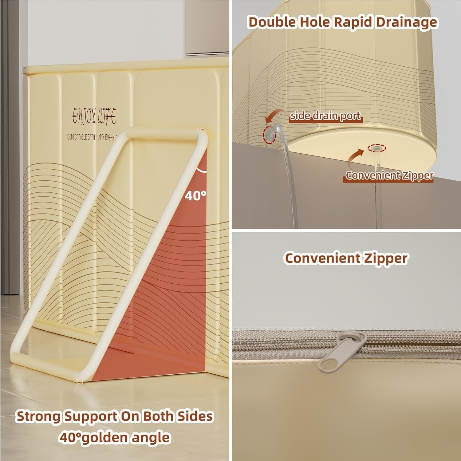 Portable Foldable Bathtub Adult Hot & Ice Bath Tub Thick Insulated 150cm