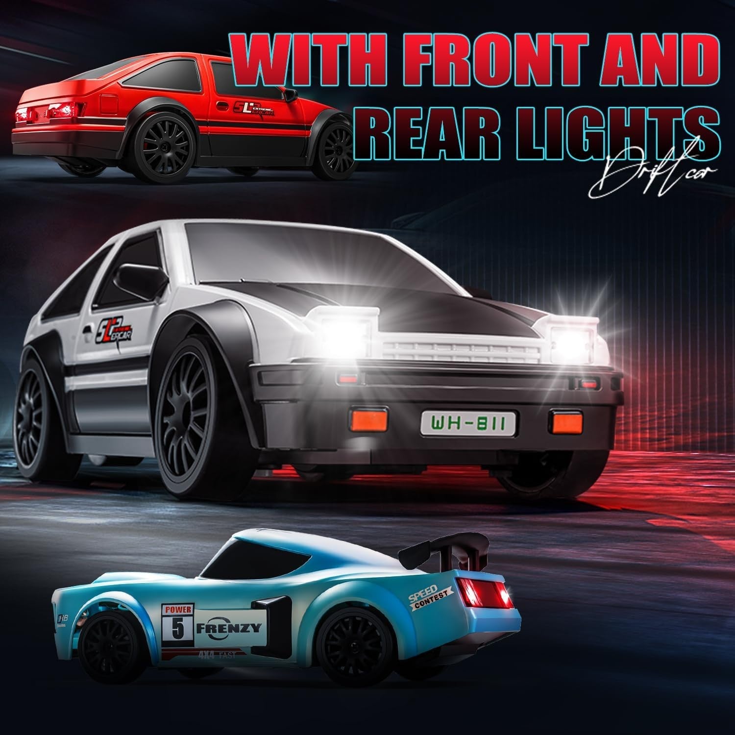 1:24 RC Drift Car 20KM/H–4WD Remote Control Toy with LED Lights & Extra Tires