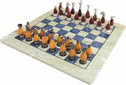 Luxury 15" Australian Marble & Lapis Lazuli Chess Set – Brass & Wood Pieces