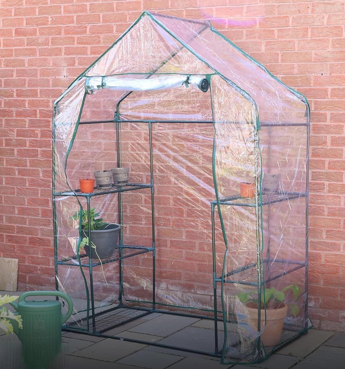 3 Tier Walk-In Greenhouse PVC Cover | Large Garden Growhouse with Metal Frame