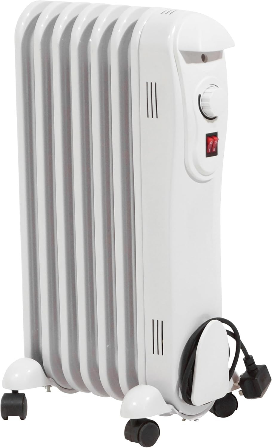 1500W Oil-Filled Radiator 7-Fin Electric Heater Adjustable Thermostat