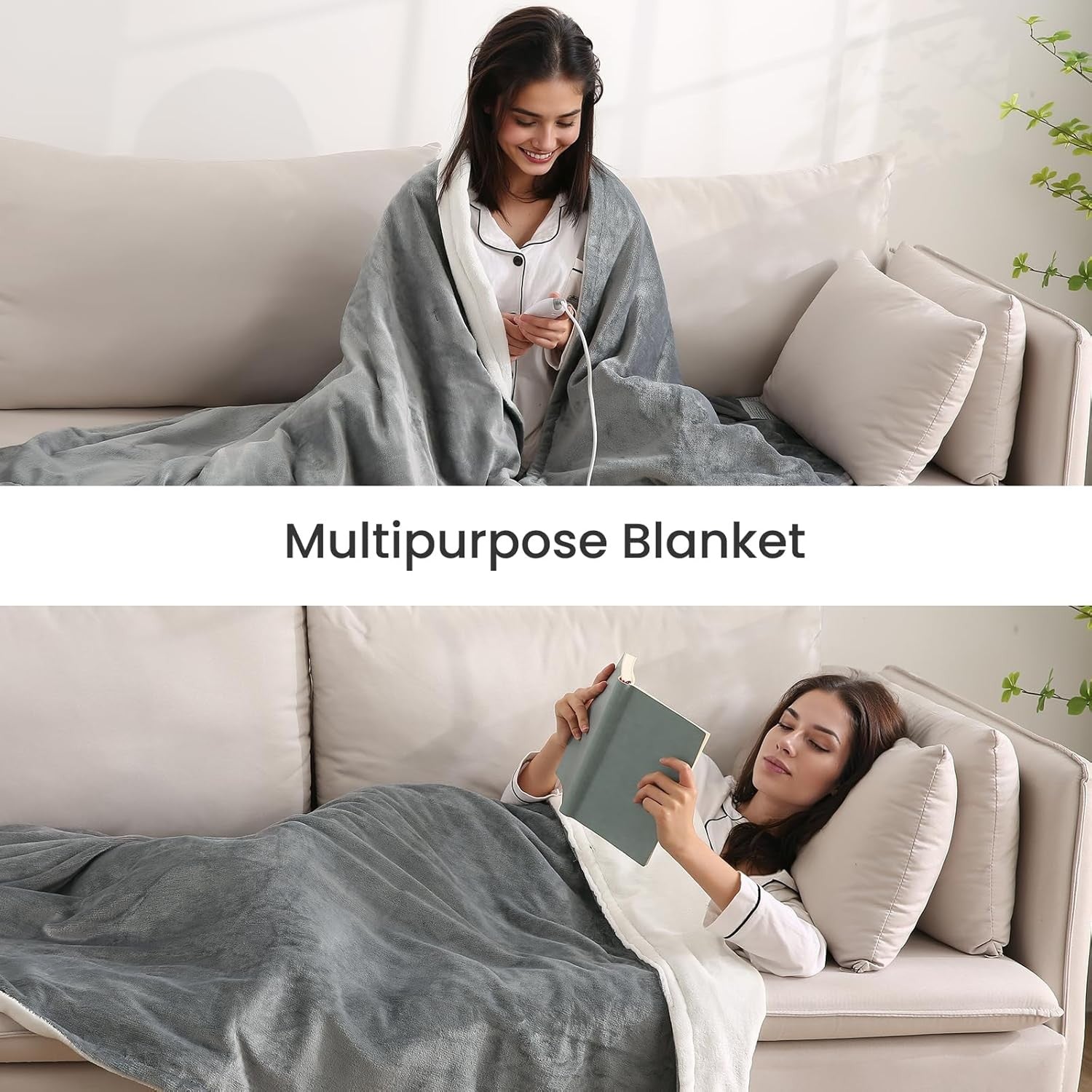 Electric Heated Blanket 180x130cm Throw Overheat Protection 4 Heat Timer
