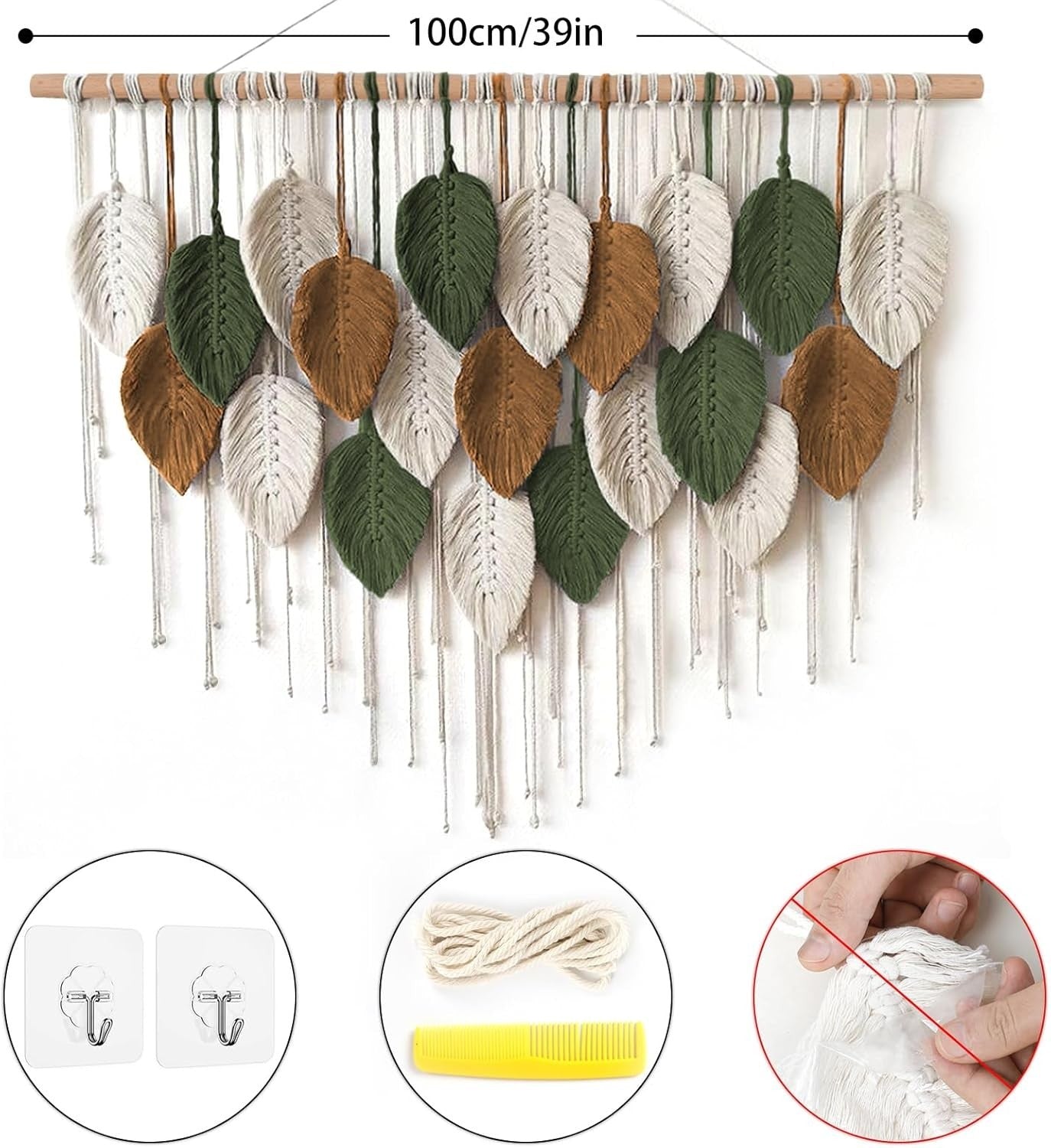 Large Macrame Wall Hanging Boho Leaf Woven Wall Decor Handmade