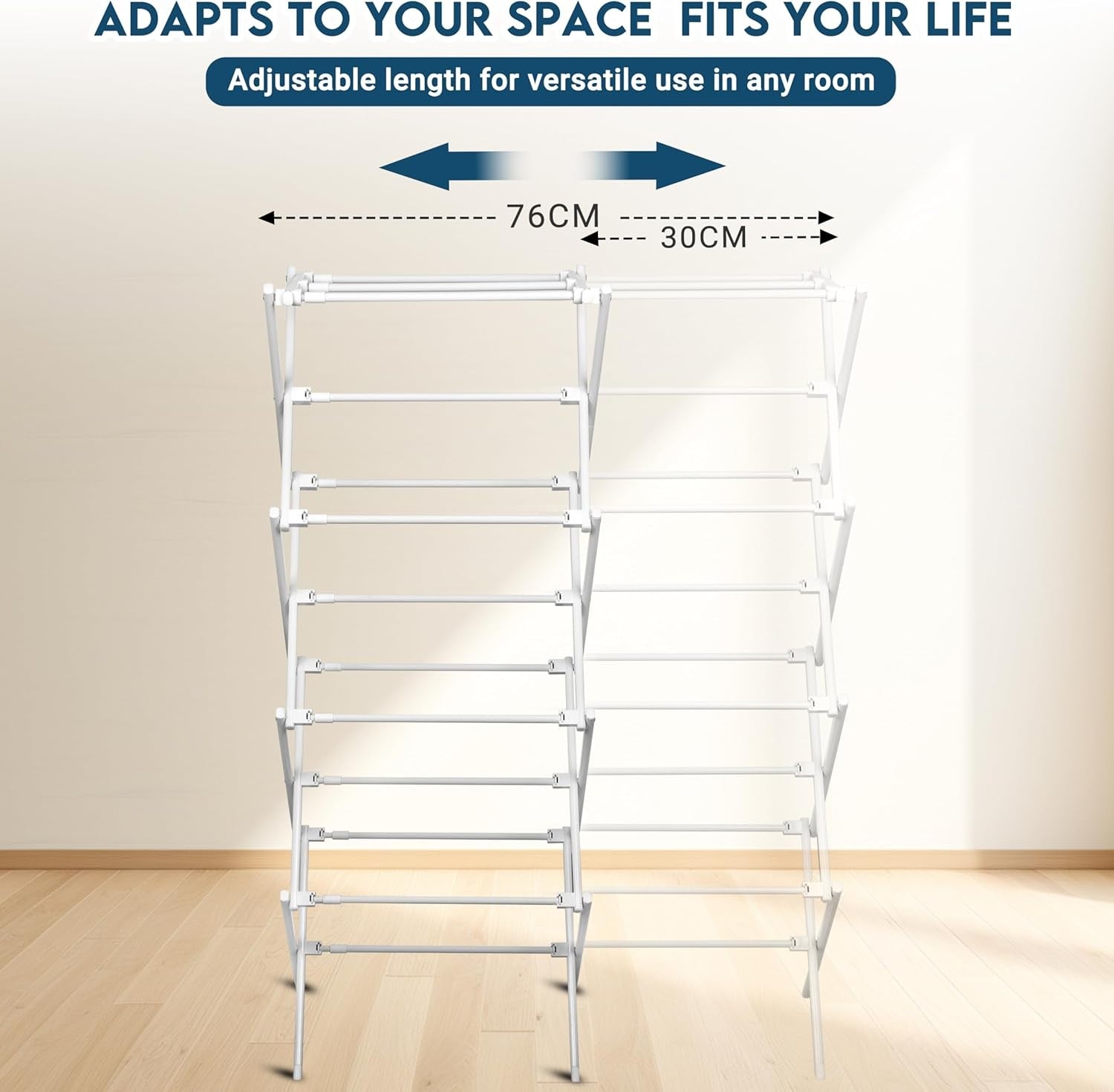 4 Tier Extendable Clothes Airer Folding Laundry Drying Rack Indoor Outdoor