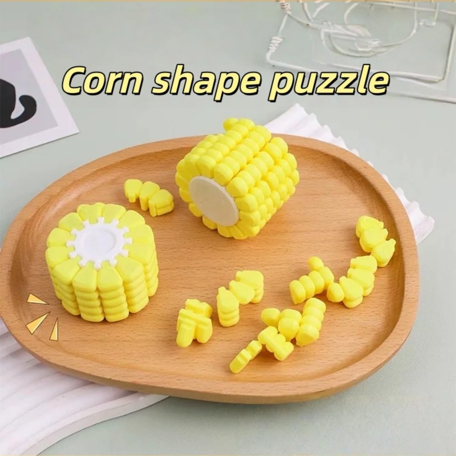 3pcs 3D Corn Puzzle Fidget Keychain Brain Teaser Stress Relief Toy