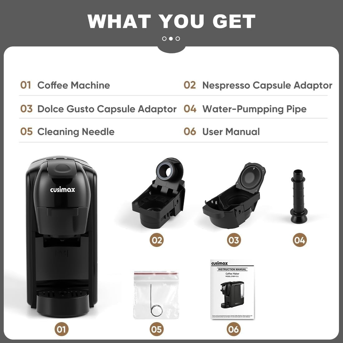 19Bar Pod Coffee Machine Compact 1450W Fast Heat-Up Dual Pod System Black