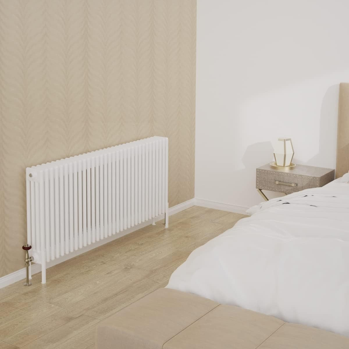 White 4 Column Horizontal Radiator 600x1460mm High Heat Central Heating