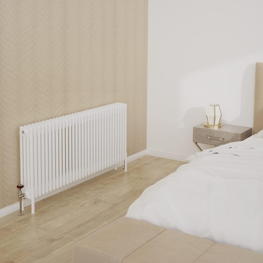 White 4 Column Horizontal Radiator 600x1460mm High Heat Central Heating