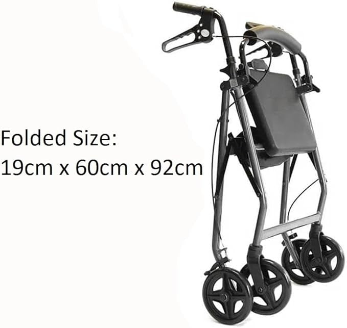 Ultra Lightweight Folding Rollator Walker with Seat Brakes Bag 4 Wheels