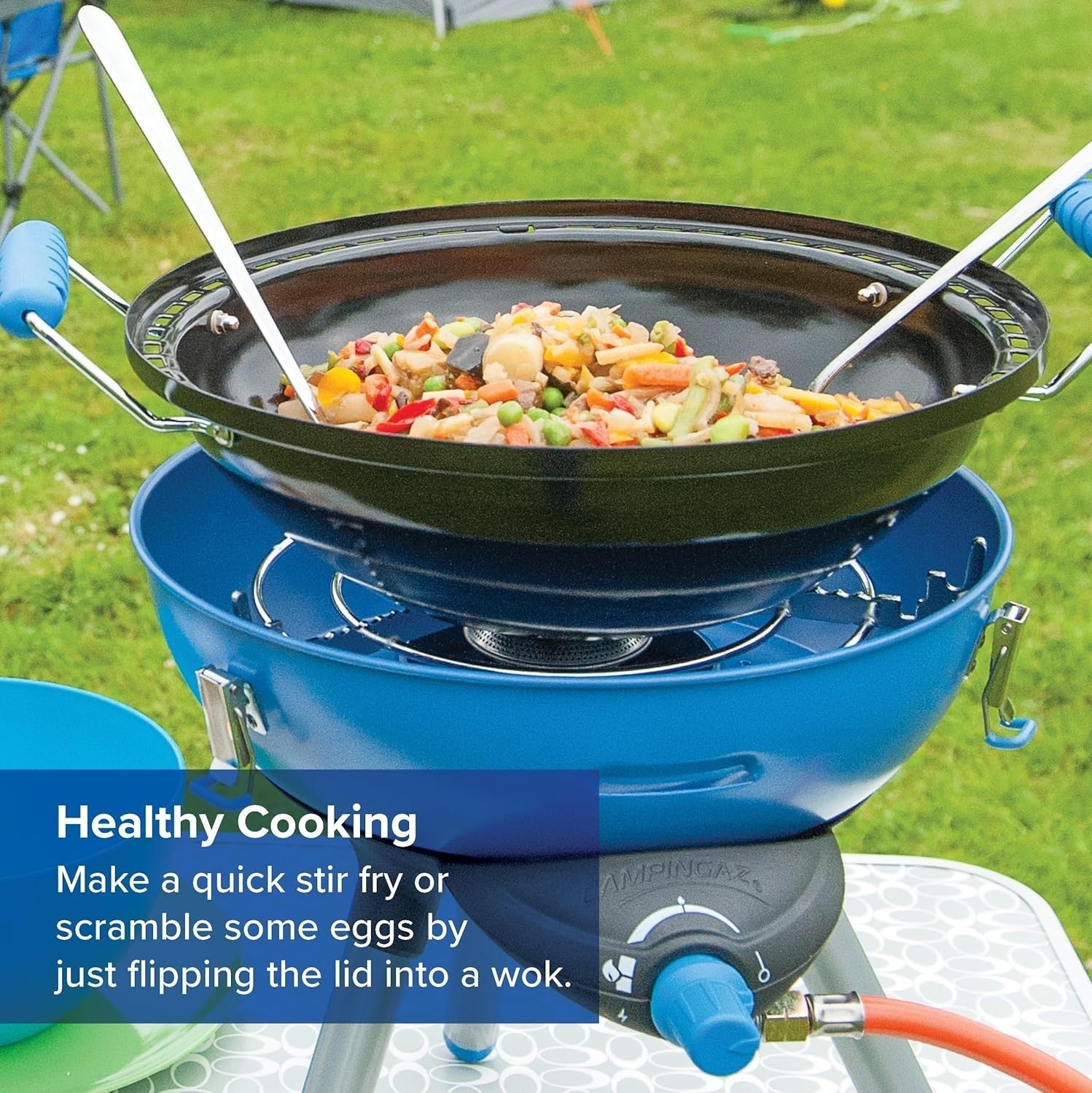 Portable All-In-One Gas BBQ Grill 2000W | Griddle + Grid + Wok Lid
