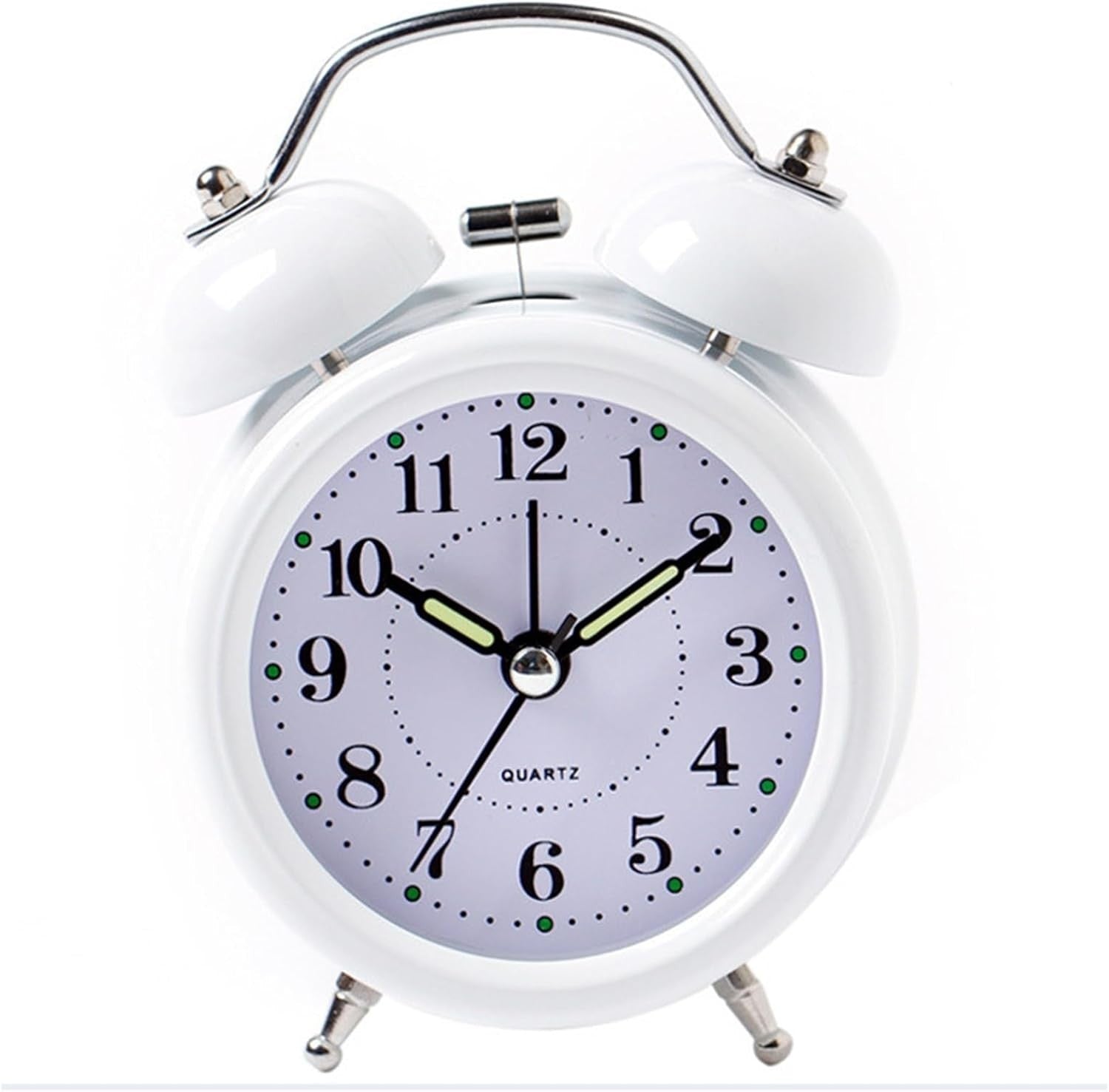 Loud Twin Bell Alarm Clock Silent Quartz Retro Bedside Clock Night Light