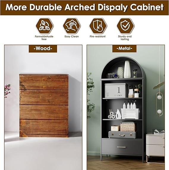White Modern Storage Cabinet – Gold Leg Sideboard Display Unit for Hallway